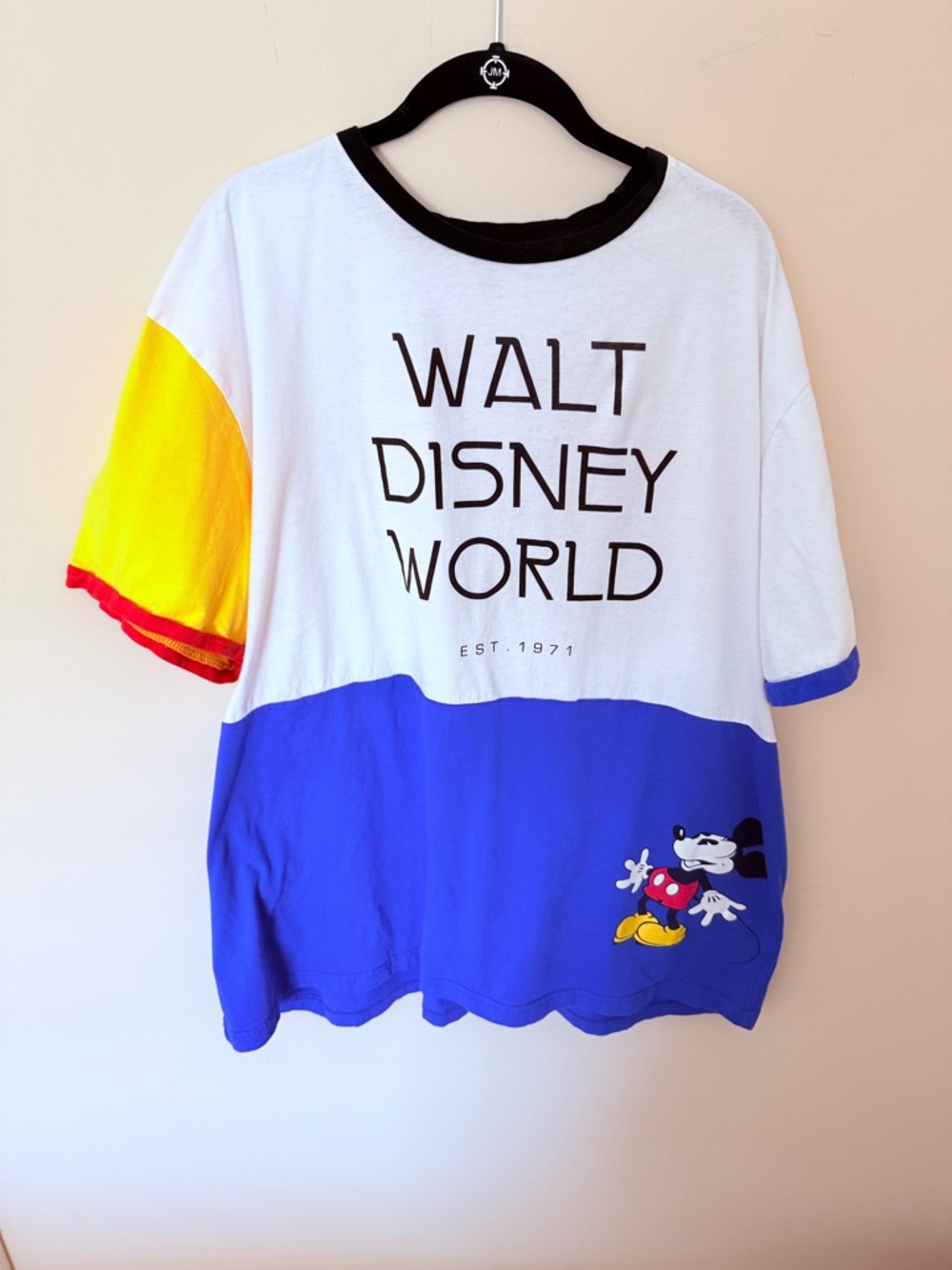Vintage Disney Unisex Color block Disney World Short Sleeve T-shirt size XXL